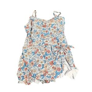 Floral Women's Swim One Piece - Blue and Pink